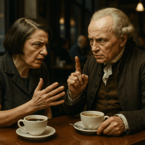 Ayn Rand und Immanuel Kant im fiktiven Streitgespräch